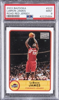 2003-04 Bazooka #223 LeBron James Road Red Jersey Rookie Card - PSA MINT 9